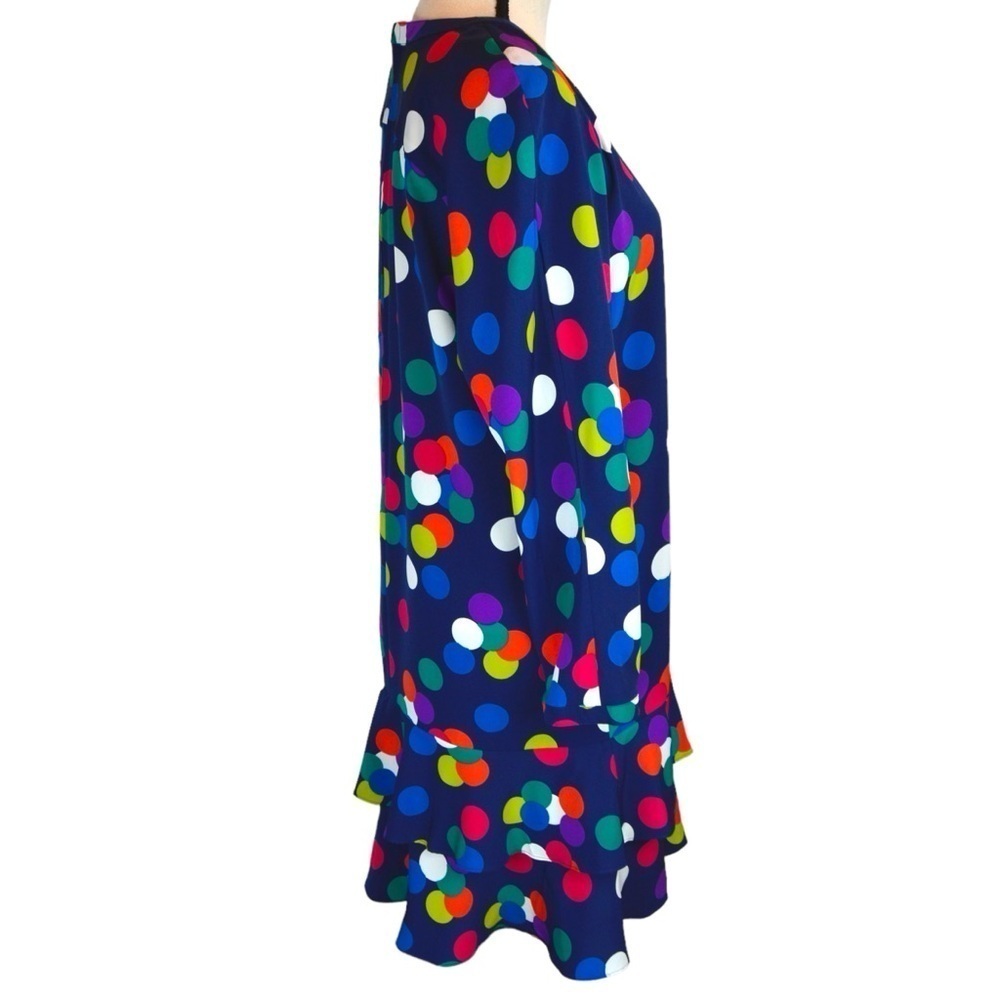 Vintage Ms Chaus Colorful Polka Dot Ruffle Hem Dress Mod Retro Size 6 NWT - Picture 6 of 11